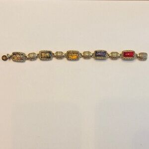 Joan Rivers Multicolor Glass Cabochon Silver-Tone Bracelet